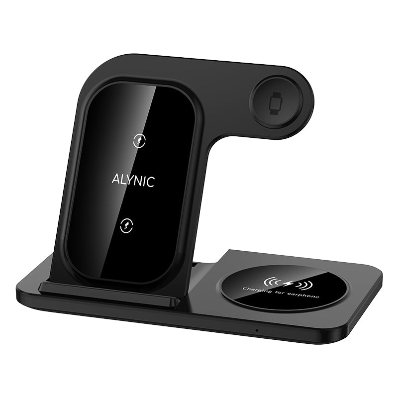 3 in 1 Foldable Charging Station, 30W LED Fast Wireless Charger Stand for iPhone Apple Watch 9 8 7 6 5 AirPods Pro