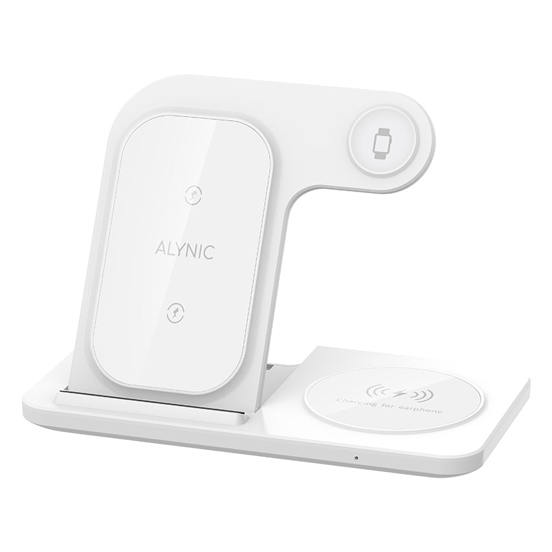 3 in 1 Foldable Charging Station, 30W LED Fast Wireless Charger Stand for iPhone Apple Watch 9 8 7 6 5 AirPods Pro