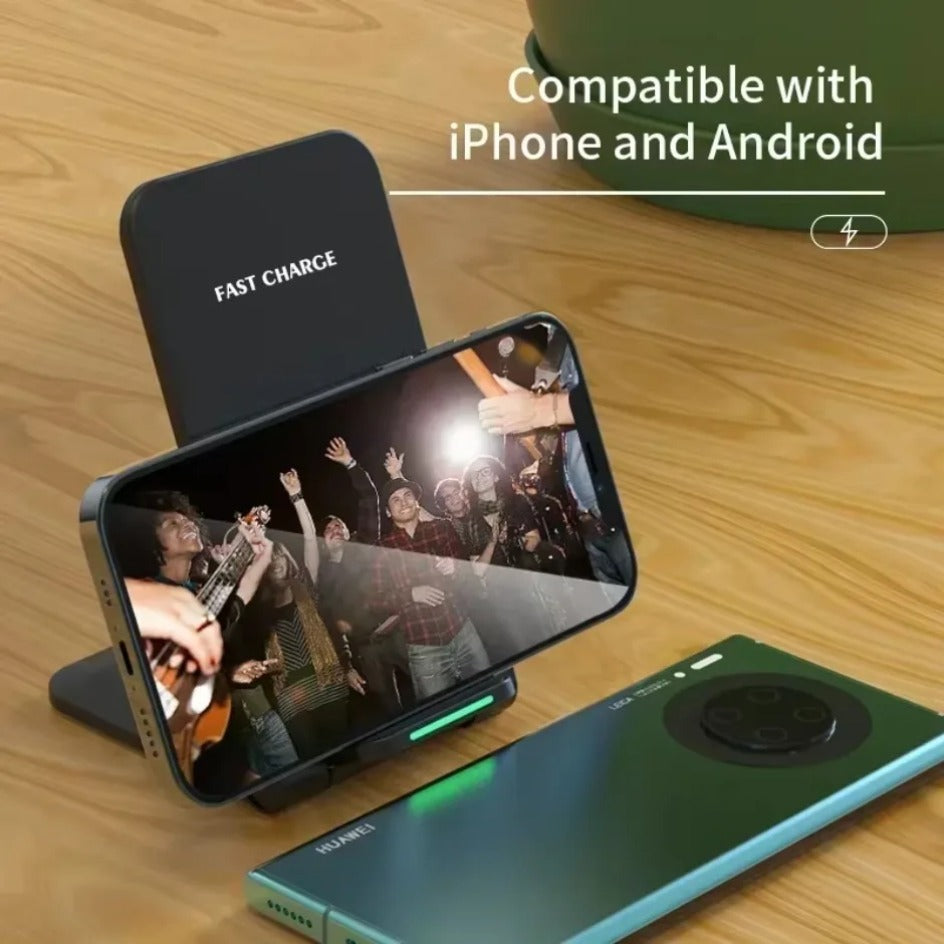Wireless Charger Foldable Fast Charging Station Desktop Stand For IPhone Samsung Xiaomi 3