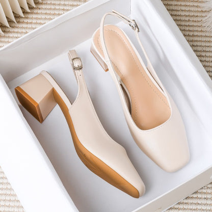Elegant French Baotou Womens Summer Sandals New Mid Thick Heel High Heels With Shallow Mouth  Coars 7