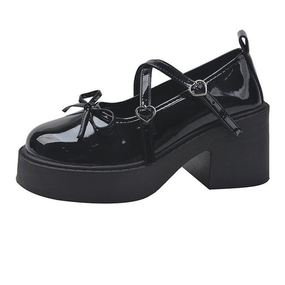 Womens Chunky Heel Mary Janes Pumps, Round Toe Platform Shoes, Elegant Spring Lolita Heeled Shoes for Dress & Student
