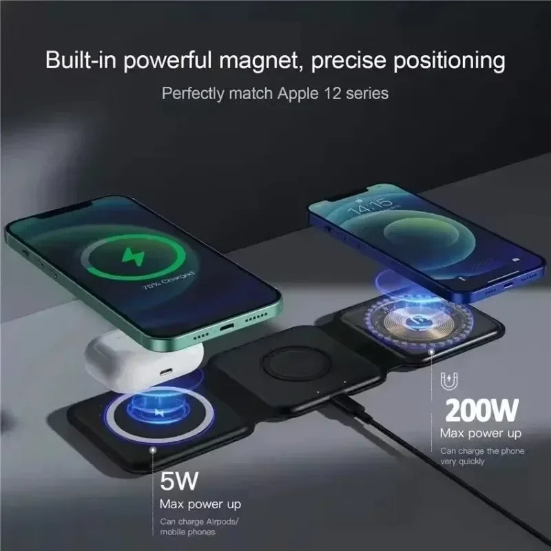 3 in 1 Phone Charge Dock for iPhone, Desktop Wireless Charger, Apple Watch, AirPods Pro Fast Charging