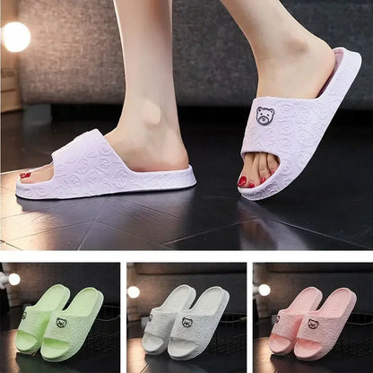 EVA Womens Slippers Cute Bear Decoration Lightweight NonSlip Flat Slippers For Bathroom  Home Use U 7