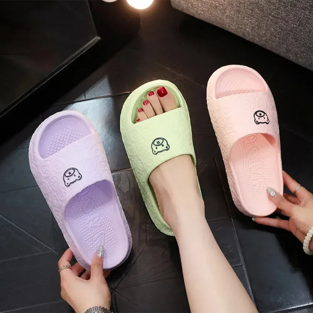 EVA Womens Slippers Cute Bear Decoration Lightweight NonSlip Flat Slippers For Bathroom  Home Use U 1