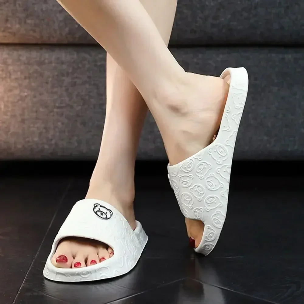 EVA Womens Slippers Cute Bear Decoration Lightweight NonSlip Flat Slippers For Bathroom  Home Use U 4
