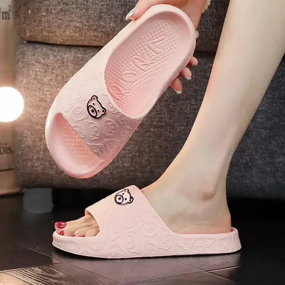 EVA Womens Slippers Cute Bear Decoration Lightweight NonSlip Flat Slippers For Bathroom  Home Use U 6