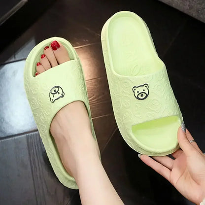 EVA Womens Slippers Cute Bear Decoration Lightweight NonSlip Flat Slippers For Bathroom  Home Use U 8