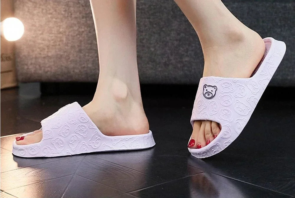 EVA Womens Slippers Cute Bear Decoration Lightweight NonSlip Flat Slippers For Bathroom  Home Use U 5