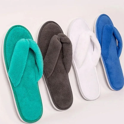 Soft Women Coral Fleece Slippers NonDisposable Solid Color Home Hospitality Slippers  Perfect Party 4