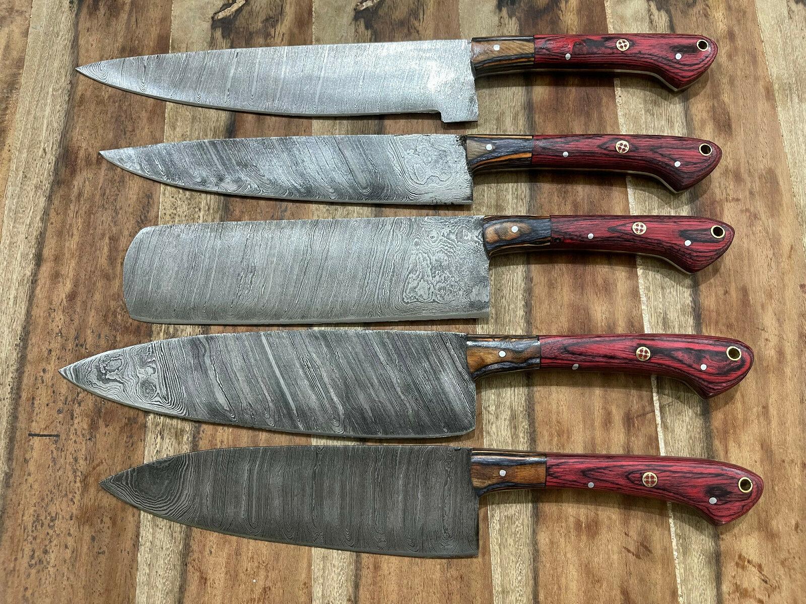 Artisan 5PCS Handmade Damascus Steel Chef Knives  Kitchen Gift Collection 2