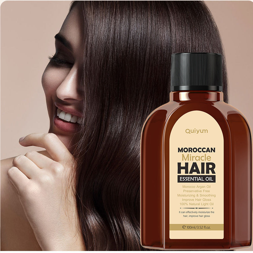 Moroccan Pure Argan Hair Essential Oil, 100ML Multi Functional Dry Hair Care, QUIYUM Hair Oil for Women