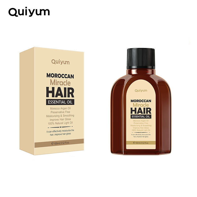 Moroccan Pure Argan Hair Essential Oil, 100ML Multi Functional Dry Hair Care, QUIYUM Hair Oil for Women