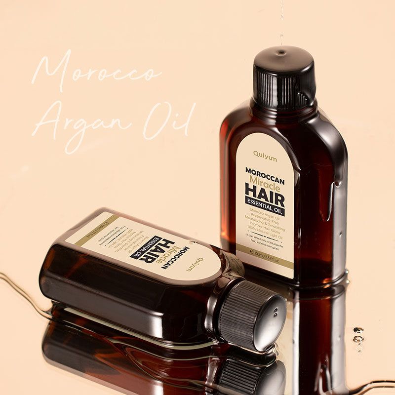 Moroccan Pure Argan Hair Essential Oil, 100ML Multi Functional Dry Hair Care, QUIYUM Hair Oil for Women