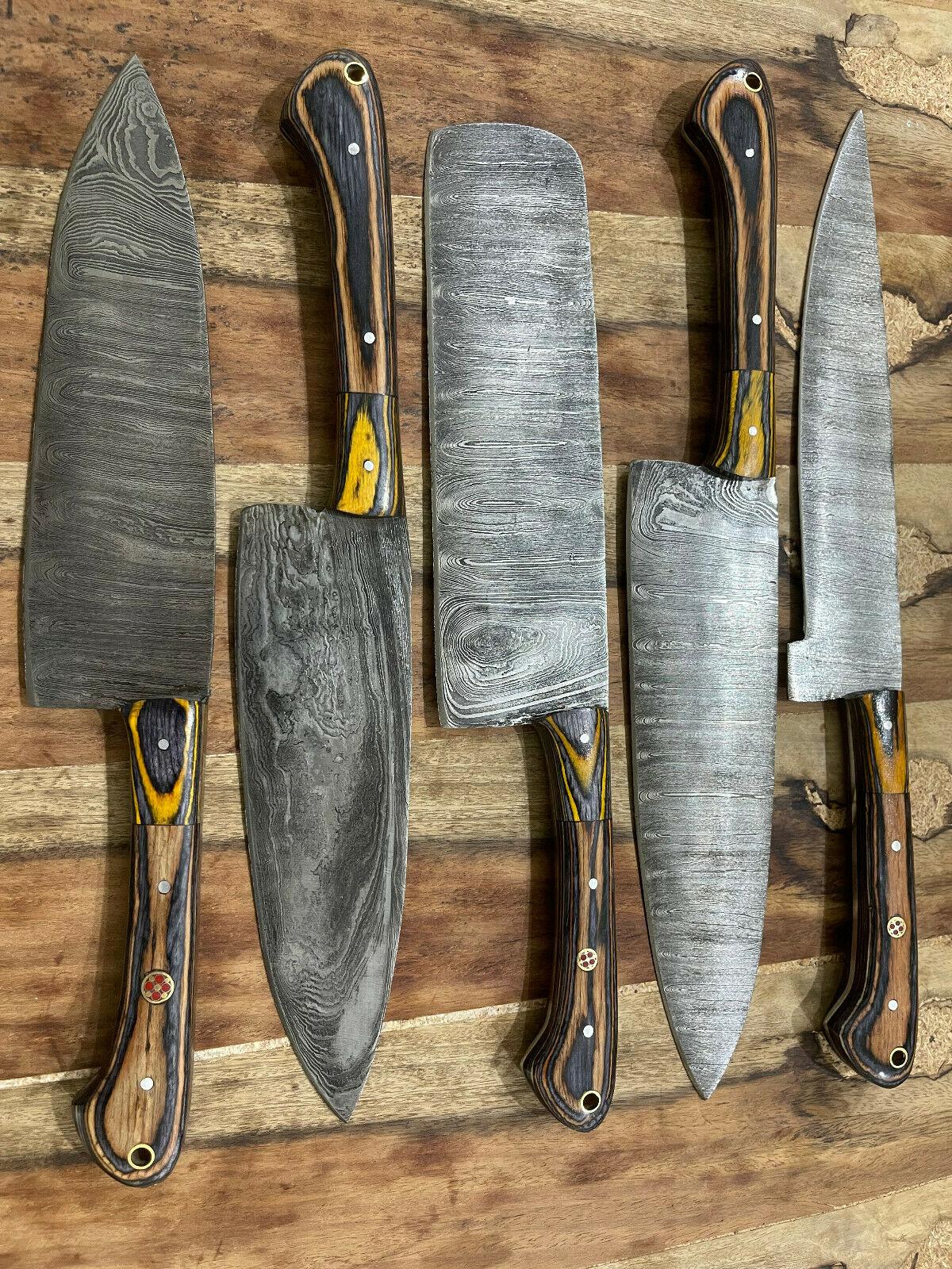 Hand Forged 5PCS Damascus Steel Chef Set  Professional Kitchen Knife Set 2