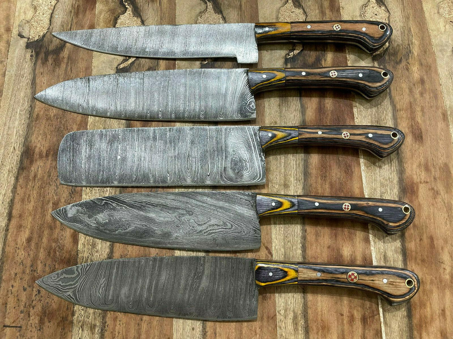 Hand Forged 5PCS Damascus Steel Chef Set  Professional Kitchen Knife Set 1