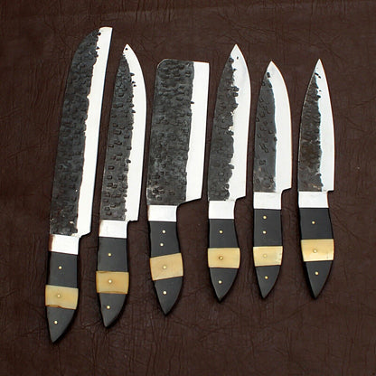 Custom Handmade 1095  D2 Steel Hunting And Kitchen Chef Knife Set With Leather Bag  Hand Forged Dam 2