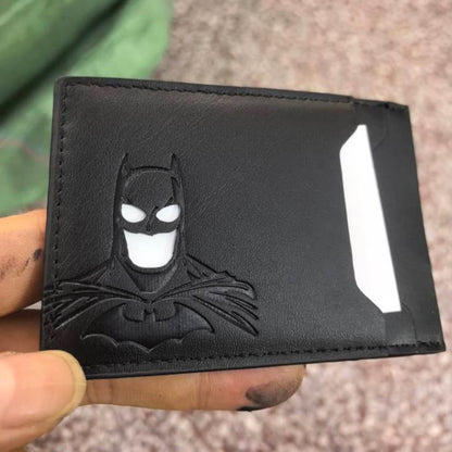 Leather Bat Wallet, Personalized Superhero Mask Card Holder, Heroic Wallet Gift