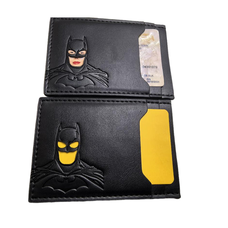 Leather Bat Wallet, Personalized Superhero Mask Card Holder, Heroic Wallet Gift