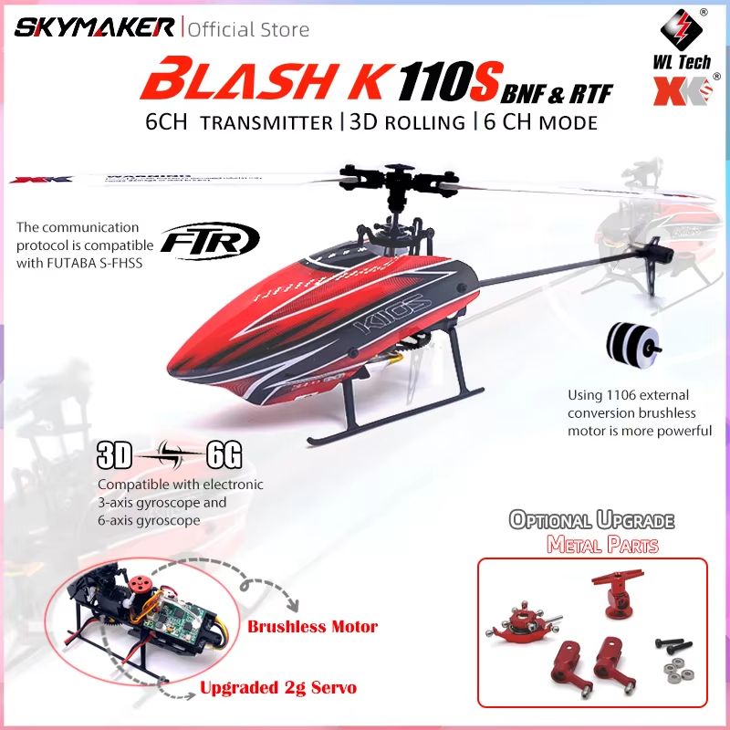 Wltoys XK K110S 6CH Brushless RC Helicopter – Precision Control 3D/6G Flight Trainer for Beginners and Pros