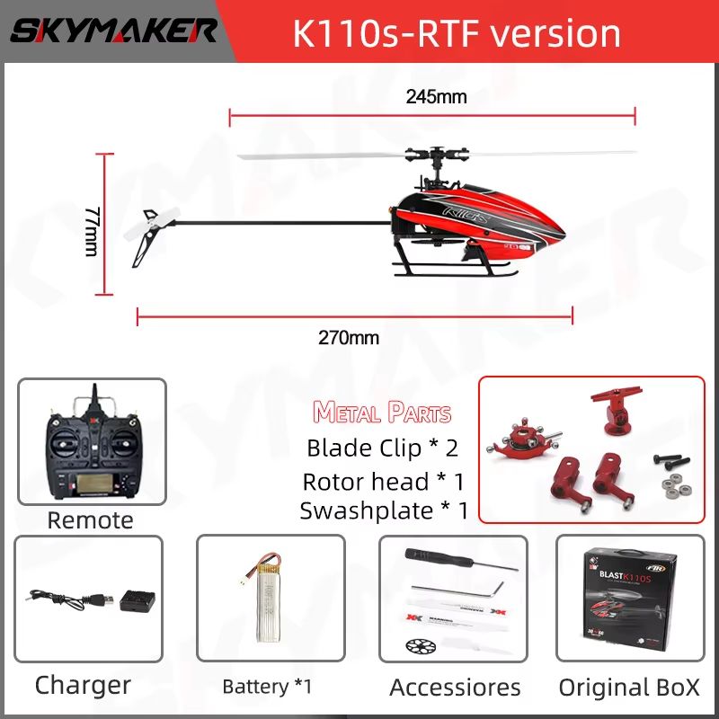 Wltoys XK K110S 6CH Brushless RC Helicopter  Precision Control 3D6G Flight Trainer For Beginners An 10