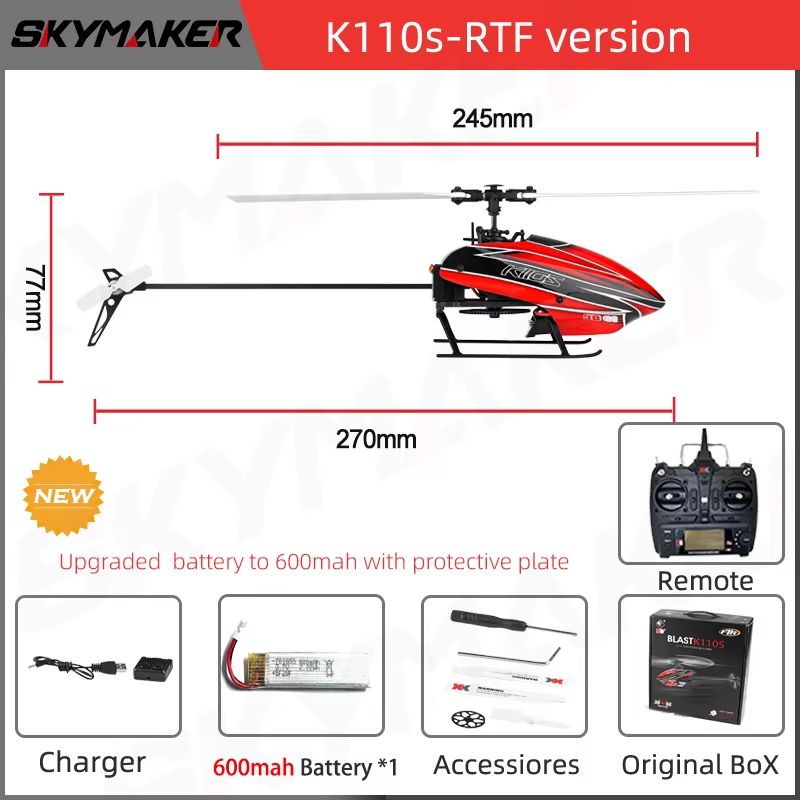 Wltoys XK K110S 6CH Brushless RC Helicopter  Precision Control 3D6G Flight Trainer For Beginners An 11