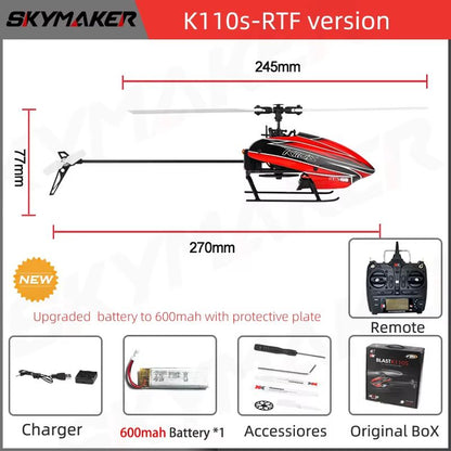 Wltoys XK K110S 6CH Brushless RC Helicopter  Precision Control 3D6G Flight Trainer For Beginners An 11