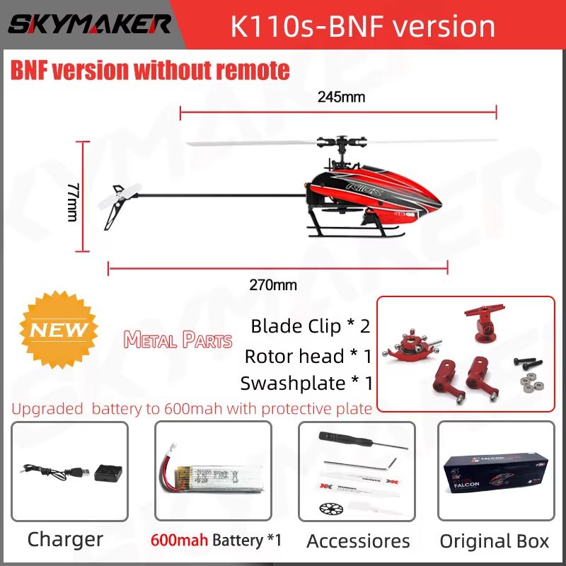 Wltoys XK K110S 6CH Brushless RC Helicopter  Precision Control 3D6G Flight Trainer For Beginners An 12