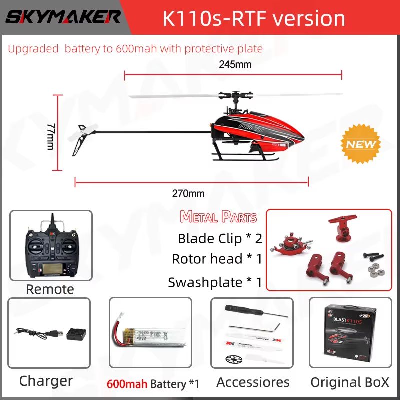 Wltoys XK K110S 6CH Brushless RC Helicopter  Precision Control 3D6G Flight Trainer For Beginners An 13