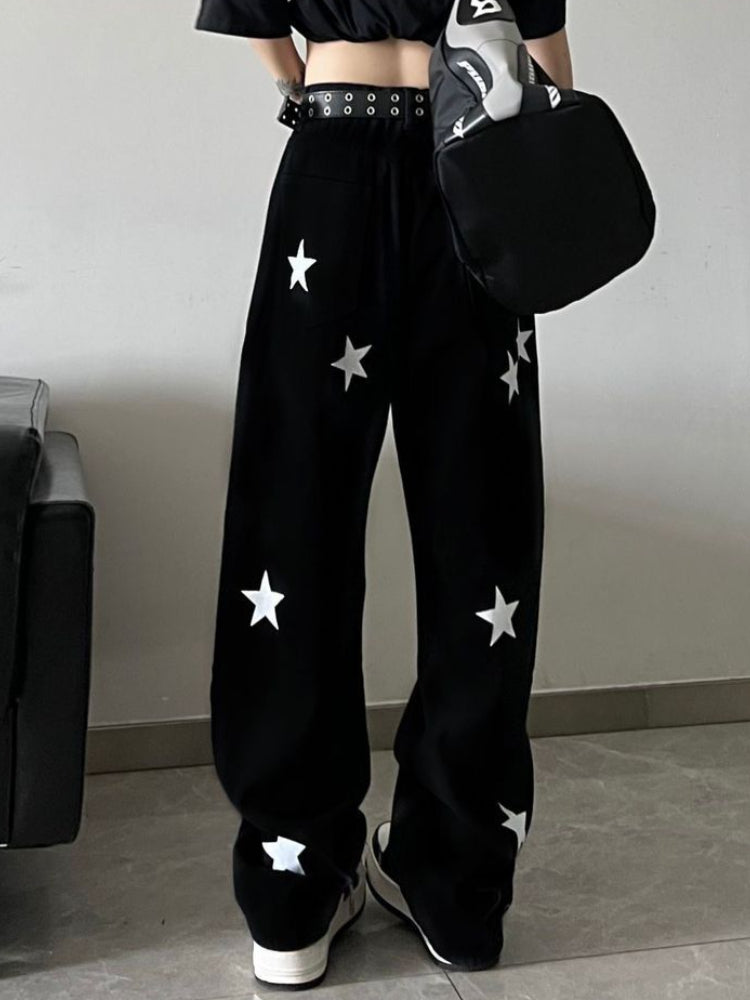 Women's Y2K Wide Leg Jeans, High Waisted Baggy Vintage Chic, Harajuku Streetwear, Unisex Casual All-Match Denim