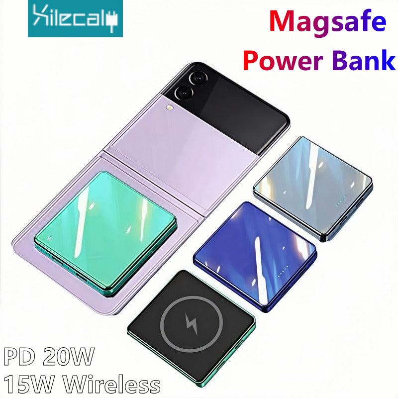 Wireless Magnetic PowerBank, Ultra Thin Magsafe Power Bank 10000mAh, External Battery for iPhone Samsung