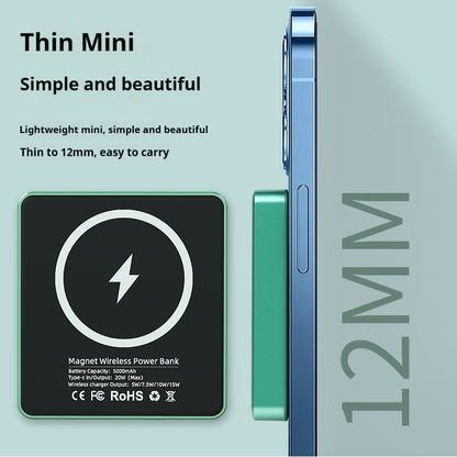 Wireless Magnetic PowerBank, Ultra Thin Magsafe Power Bank 10000mAh, External Battery for iPhone Samsung