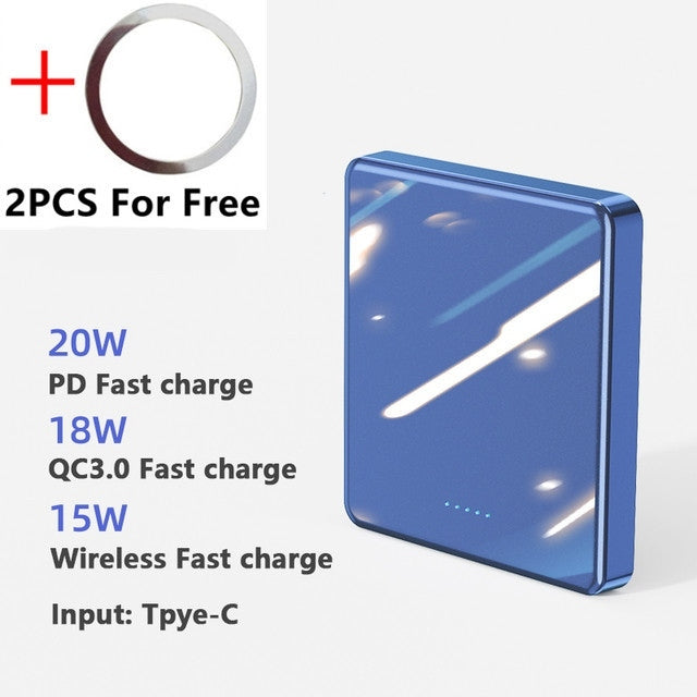 Wireless Magnetic PowerBank, Ultra Thin Magsafe Power Bank 10000mAh, External Battery for iPhone Samsung
