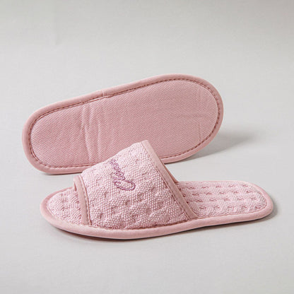 Designer Cotton Casual Home Slippers for Women, Soft Light Open Toe Slides, Elegant Summer Ladies Flats, One Size