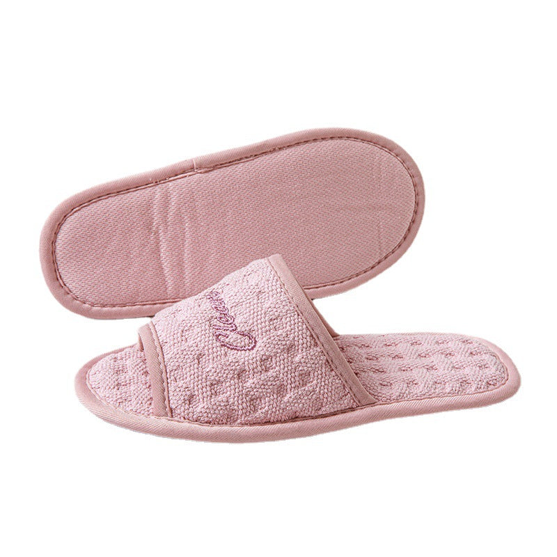 Designer Cotton Casual Home Slippers for Women, Soft Light Open Toe Slides, Elegant Summer Ladies Flats, One Size