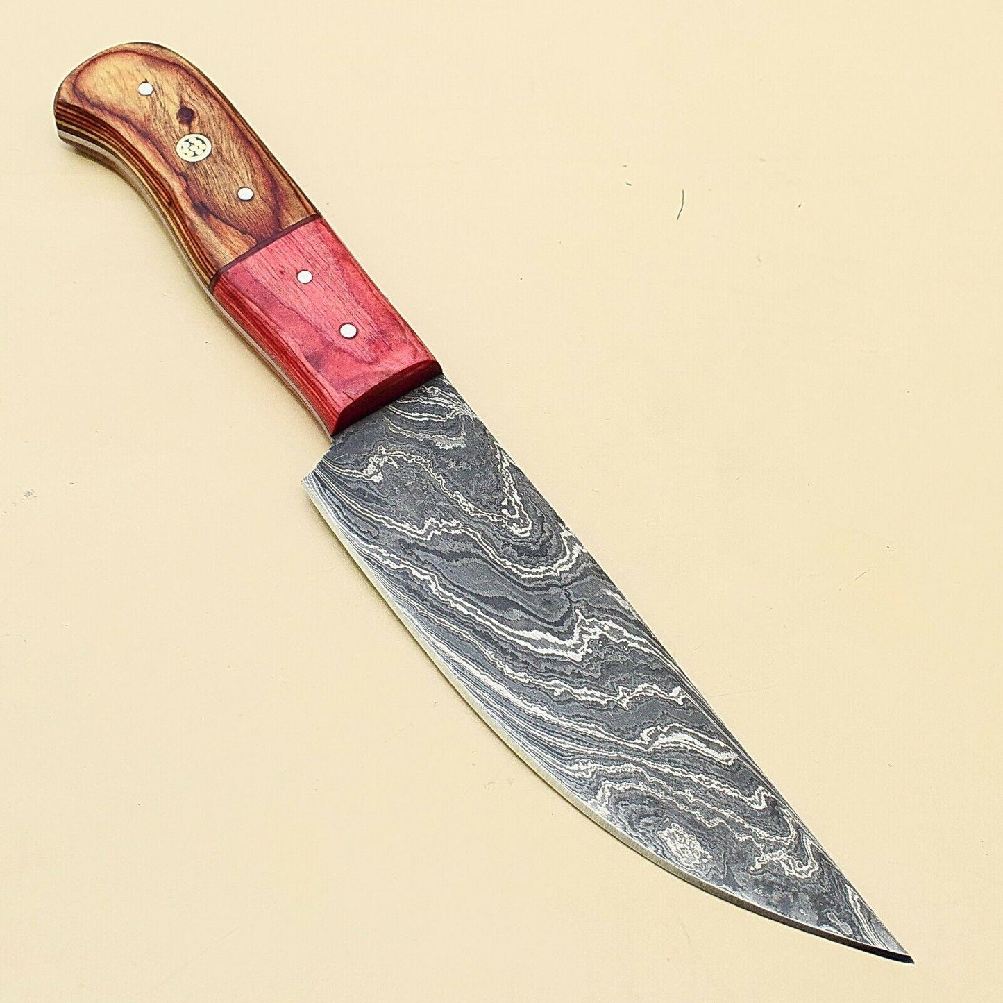 Custom Handmade Damascus Steel Kitchen Chef Knife  Pakka Wood Handle  Premium Culinary Blade 1