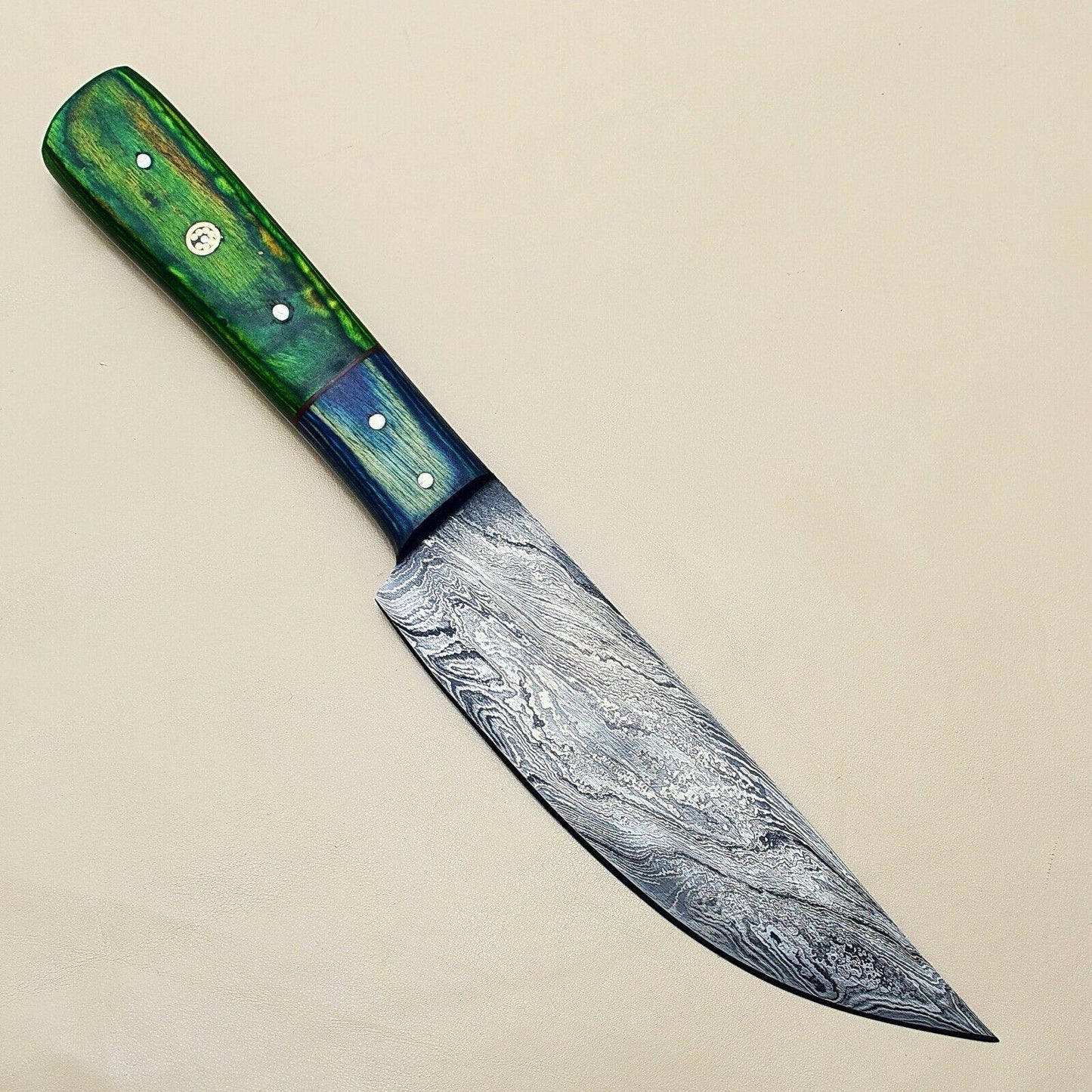 Luxury Damascus Steel Chef Knife  Custom Made Kitchen Knife With Pakka Wood Handle 2
