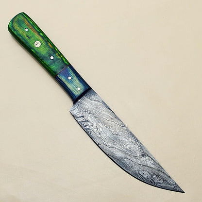 Luxury Damascus Steel Chef Knife  Custom Made Kitchen Knife With Pakka Wood Handle 2
