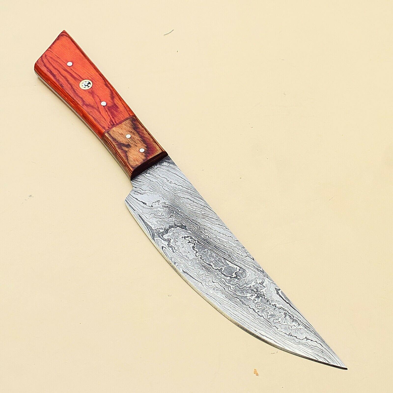 Handcrafted Damascus Kitchen Chef Knife  Full Tang Blade With Pakka Wood Handle 1
