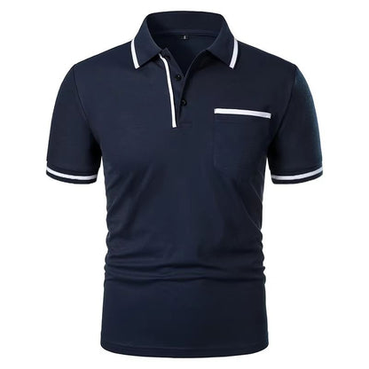 2025 Mens Casual Polo Shirt  Breathable Short Sleeve Summer Top With Pocket Design 1
