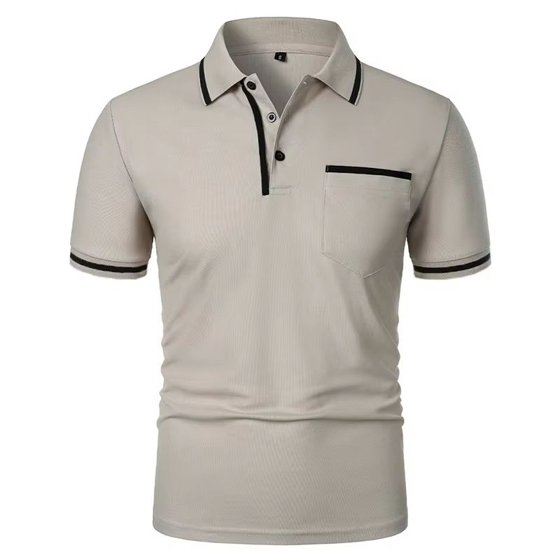 2025 Mens Casual Polo Shirt  Breathable Short Sleeve Summer Top With Pocket Design 4