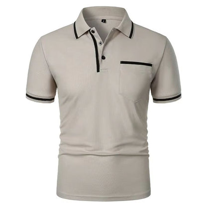 2025 Mens Casual Polo Shirt  Breathable Short Sleeve Summer Top With Pocket Design 4