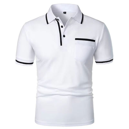 2025 Mens Casual Polo Shirt  Breathable Short Sleeve Summer Top With Pocket Design 6