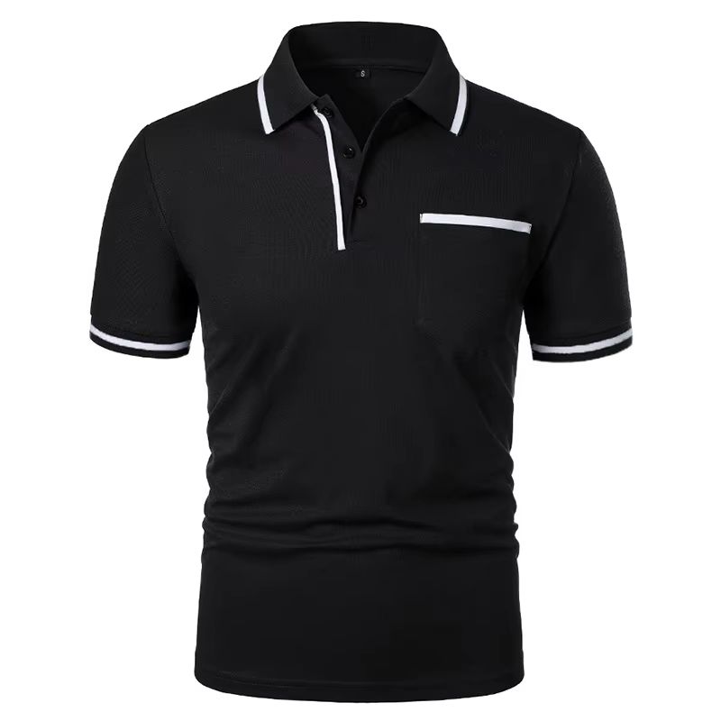 2025 Mens Casual Polo Shirt  Breathable Short Sleeve Summer Top With Pocket Design 7