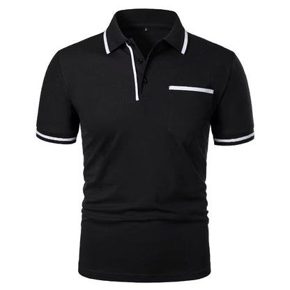2025 Mens Casual Polo Shirt  Breathable Short Sleeve Summer Top With Pocket Design 7