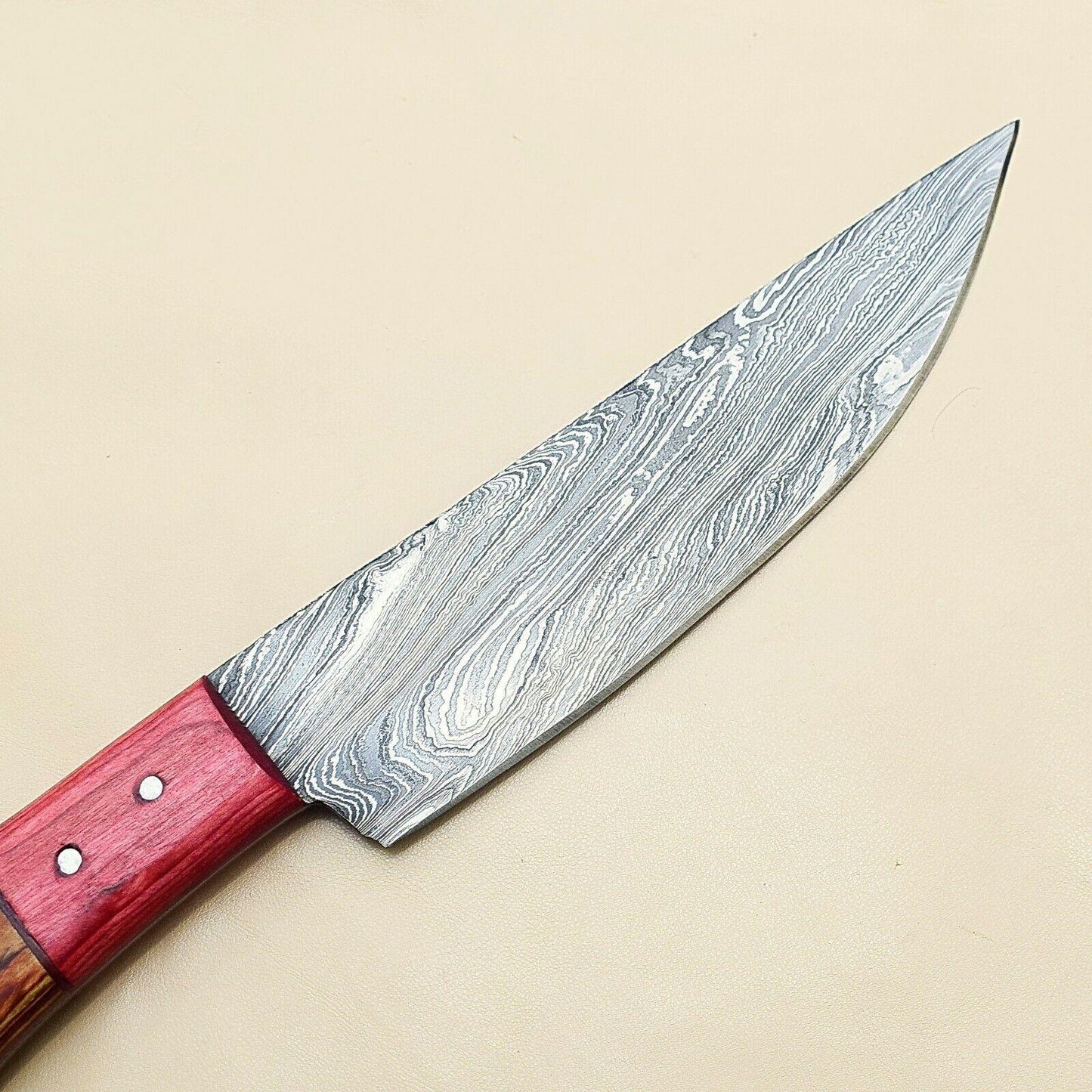 Unique Handmade Damascus Steel Knife  Kitchen Chef Knife With Pakka Wood Handle 2