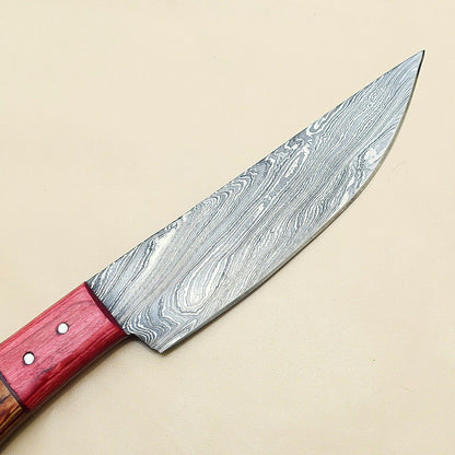 Unique Handmade Damascus Steel Knife  Kitchen Chef Knife With Pakka Wood Handle 2