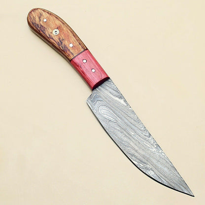 Unique Handmade Damascus Steel Knife  Kitchen Chef Knife With Pakka Wood Handle 1