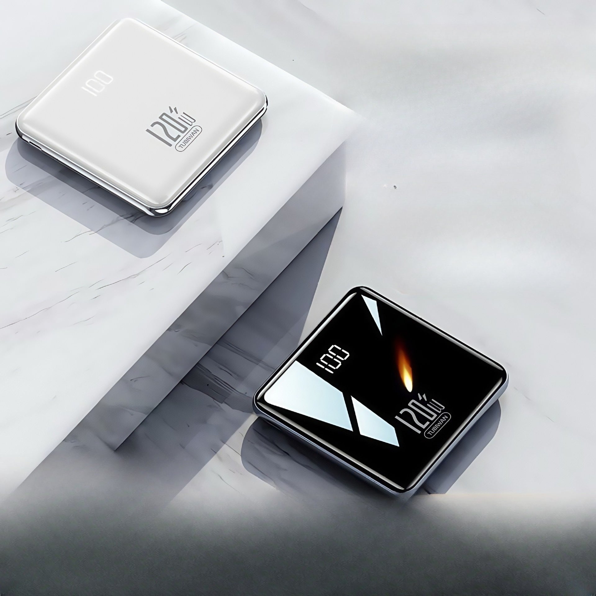 20000 mAh Portable External Battery, New 120W Super Fast Charging, Mirror Design for iPhone Xiaomi