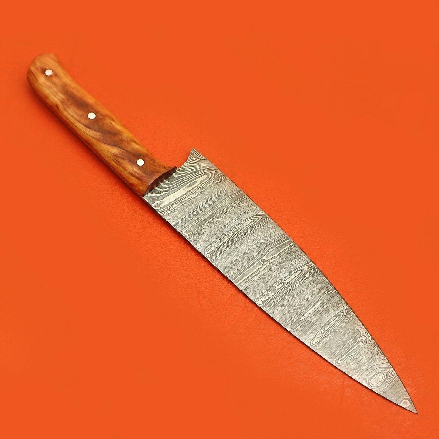 Damascus Steel Chef Knife  Custom Handmade Culinary Knife With Pakka Wood Handle 1