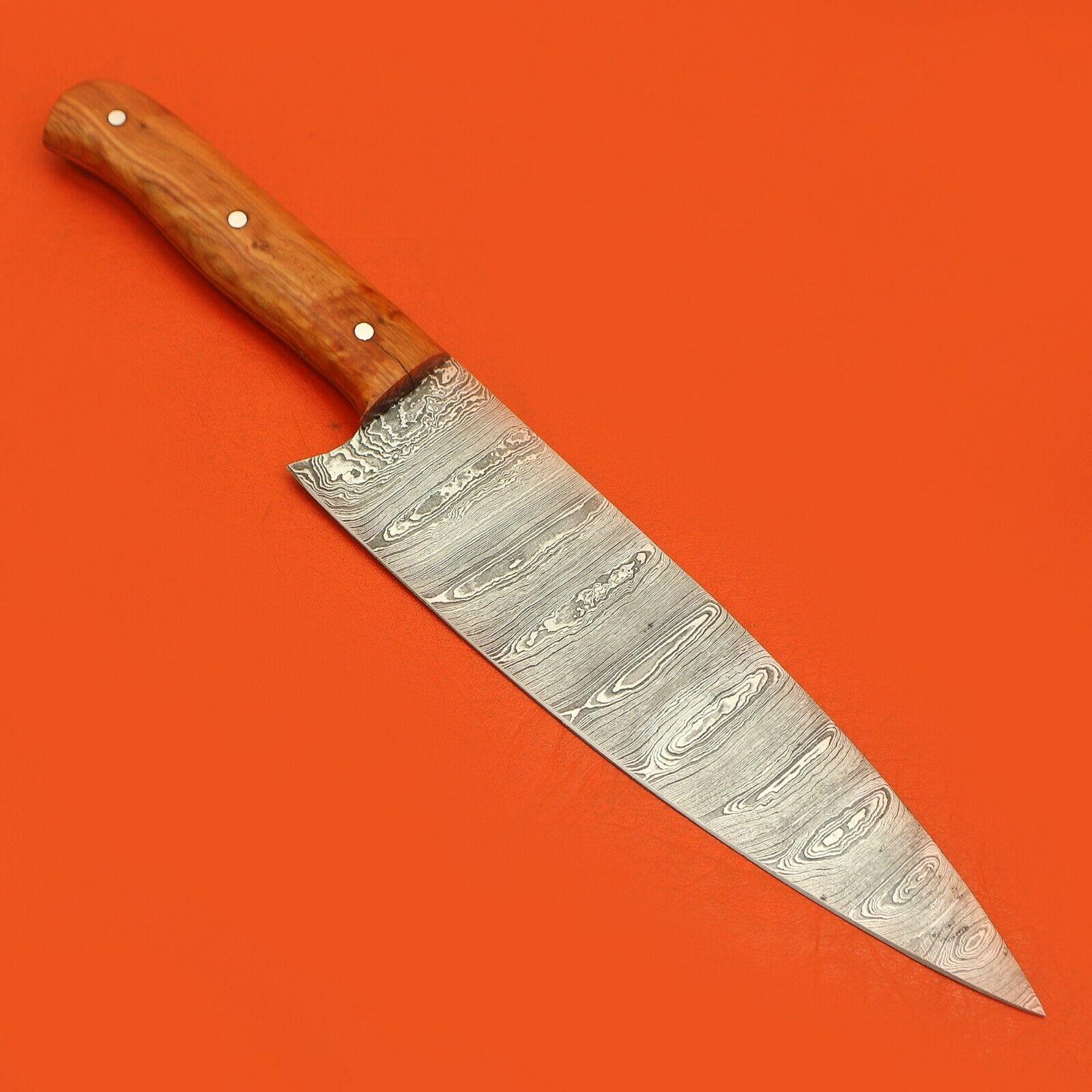 Damascus Steel Chef Knife  Custom Handmade Culinary Knife With Pakka Wood Handle 2